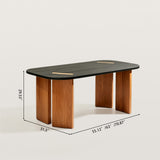 Mid-Century Two-Tone Dining Table with Sculptural Slab Legs