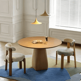Modern Round Dining Table with Geometric Pedestal Base