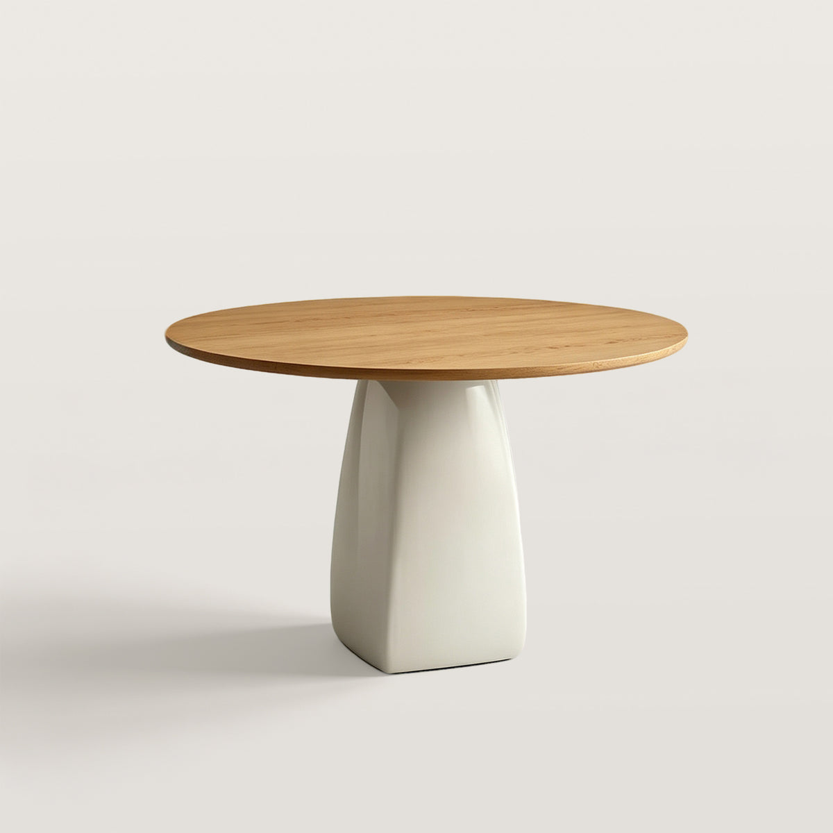 Modern Round Dining Table with Geometric Pedestal Base