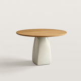 Modern Round Dining Table with Geometric Pedestal Base