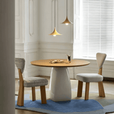 Modern Round Dining Table with Geometric Pedestal Base