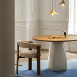 Modern Round Dining Table with Geometric Pedestal Base