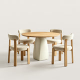Modern Round Dining Table with Geometric Pedestal Base