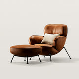 Mid-Century Accent Chair with Ottoman and Metal Legs