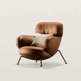 Mid-Century Accent Chair with Ottoman and Metal Legs