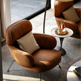 Mid-Century Accent Chair with Ottoman and Metal Legs