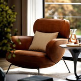 Mid-Century Accent Chair with Ottoman and Metal Legs