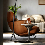 Mid-Century Accent Chair with Ottoman and Metal Legs