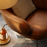 Mid-Century Accent Chair with Ottoman and Metal Legs