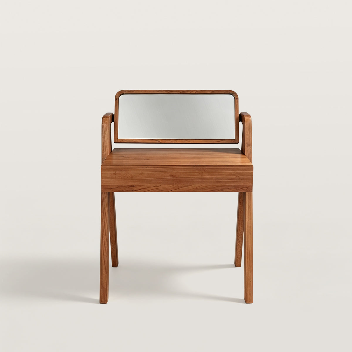 Mid-Century Makeup Vanity Desk with A-Frame Legs and Drawer