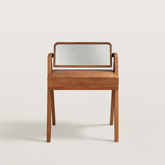 Mid-Century Makeup Vanity Desk with A-Frame Legs and Drawer