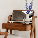 Mid-Century Makeup Vanity Desk with A-Frame Legs and Drawer