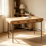 Modern Computer Desk with 3 Drawers and Metal Frame