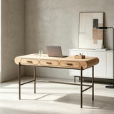 Modern Computer Desk with 3 Drawers and Metal Frame