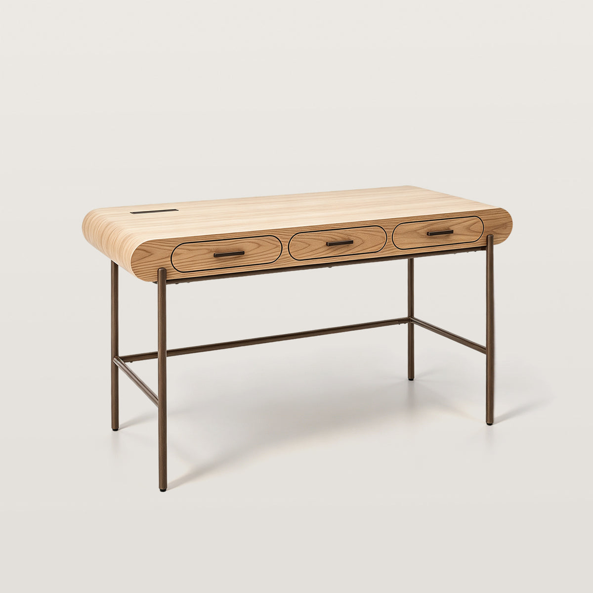 Modern Computer Desk with 3 Drawers and Metal Frame
