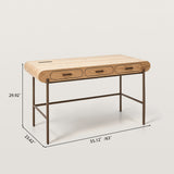 Modern Computer Desk with 3 Drawers and Metal Frame