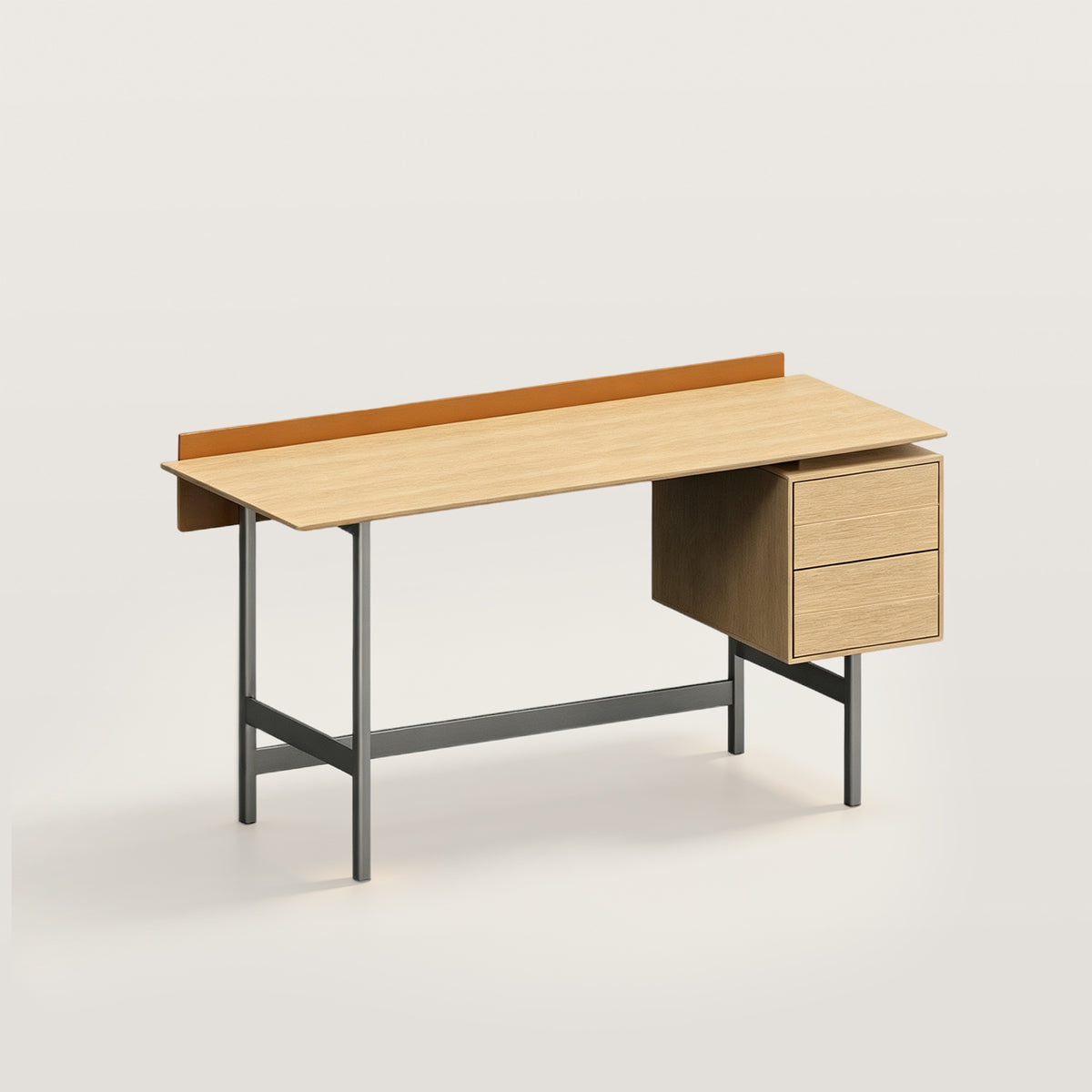 Modern Asymmetrical Computer Desk with 2 Drawers
