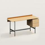 Modern Asymmetrical Computer Desk with 2 Drawers