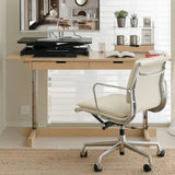 Modern Computer Desk with 2 Drawers and Metal T-Legs
