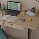 Modern Computer Desk with 2 Drawers and Metal T-Legs