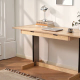 Modern Computer Desk with 2 Drawers and Metal T-Legs