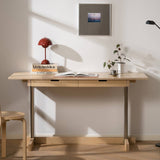 Modern Computer Desk with 2 Drawers and Metal T-Legs