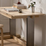 Modern Computer Desk with 2 Drawers and Metal T-Legs