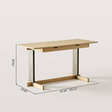 Modern Computer Desk with 2 Drawers and Metal T-Legs