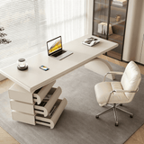 Modern Office Desk with Drawers and Sculptural Stacked Base