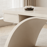 Modern Office Desk with Drawers and Sculptural Stacked Base