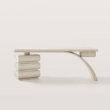 Modern Office Desk with Drawers and Sculptural Stacked Base