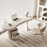Modern Computer Desk with Curved Top and Tulip Base