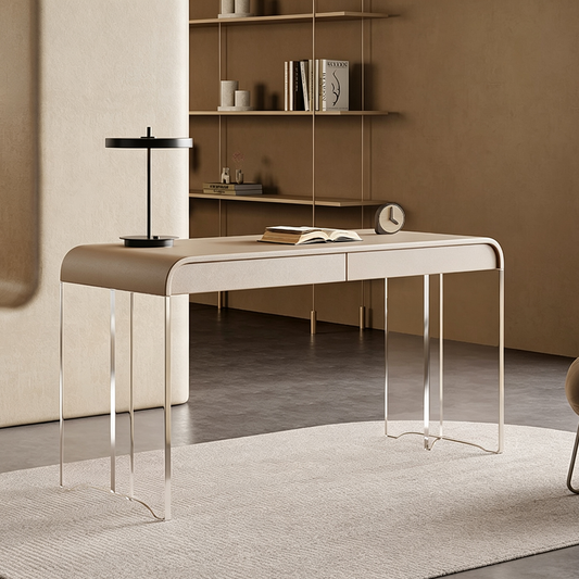 Modern Office Desk with Acrylic Legs and Drawers