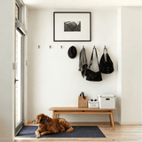 Woven Leather Bench with Wood Frame for Entryway