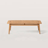 Woven Leather Bench with Wood Frame for Entryway