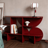 Geometric Storage Cabinet with Open Shelves