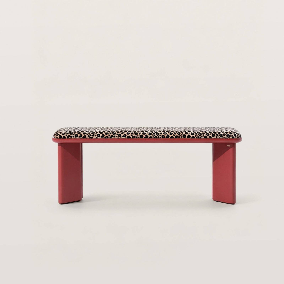 Leopard Print Bench with Block Legs for Entryway