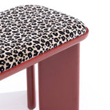 Leopard Print Bench with Block Legs for Entryway