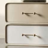 Two-Tone Nightstand with 2 Drawers and Gold Handles