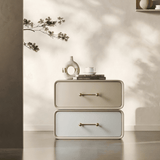 Two-Tone Nightstand with 2 Drawers and Gold Handles