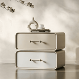 Two-Tone Nightstand with 2 Drawers and Gold Handles