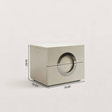 Modern 2-Drawer Nightstand with Metal Circle Accent