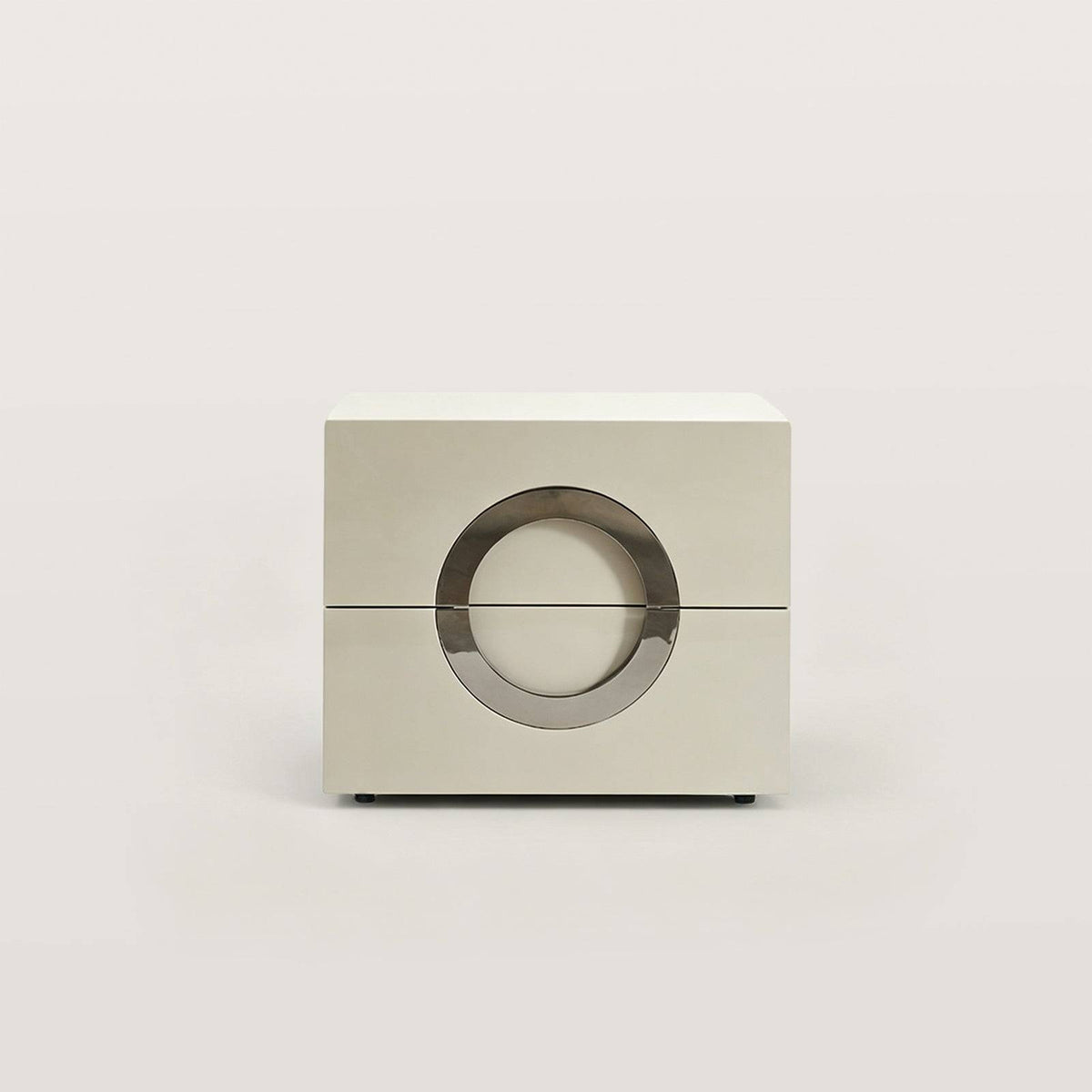 Modern 2-Drawer Nightstand with Metal Circle Accent