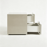 Modern 2-Drawer Nightstand with Metal Circle Accent