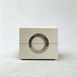 Modern 2-Drawer Nightstand with Metal Circle Accent