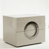 Modern 2-Drawer Nightstand with Metal Circle Accent