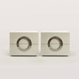 Modern 2-Drawer Nightstand with Metal Circle Accent