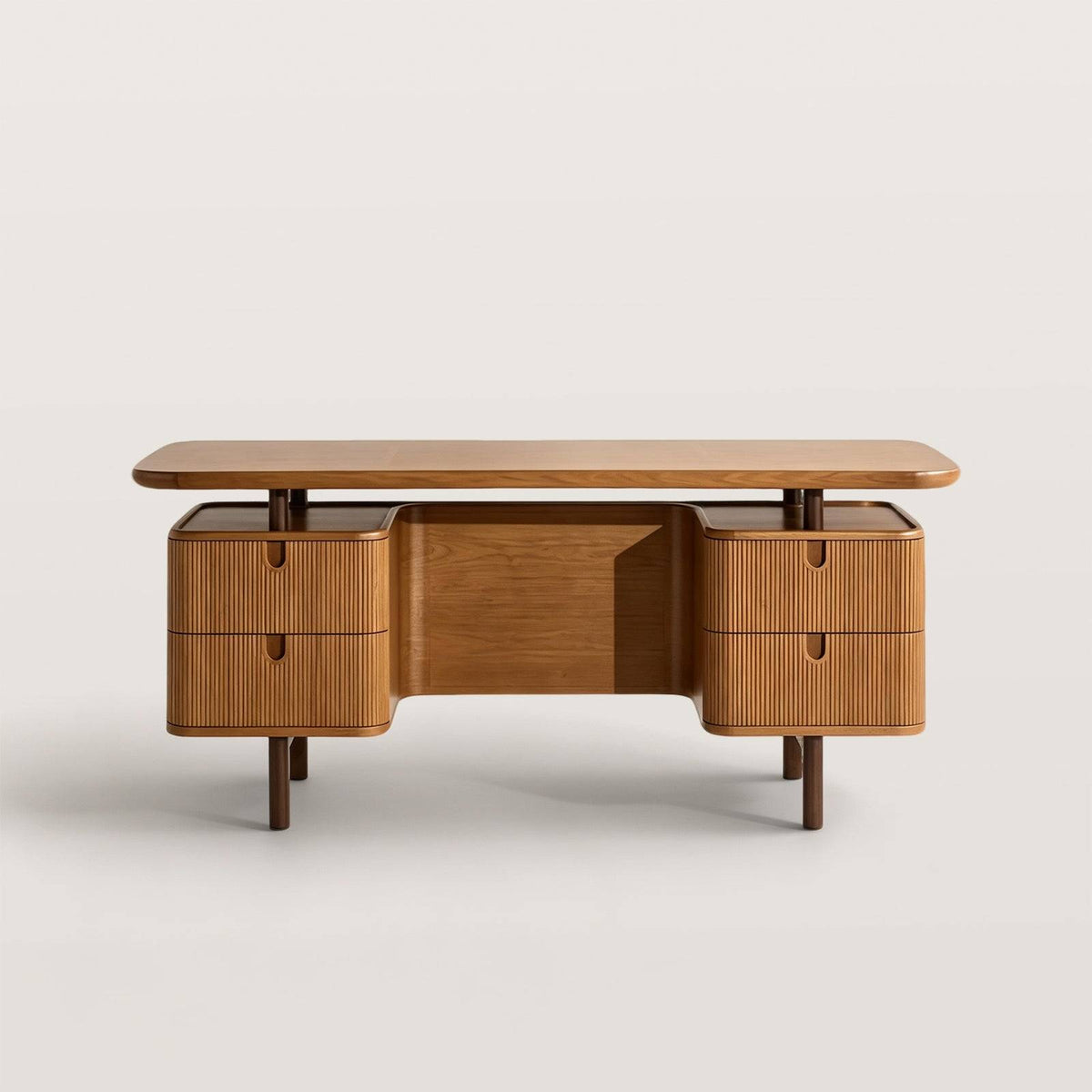 Mid-Century Study Desk with Slatted Drawers