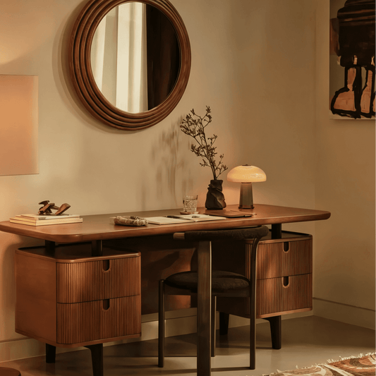 Mid-Century Study Desk with Slatted Drawers