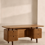 Mid-Century Study Desk with Slatted Drawers